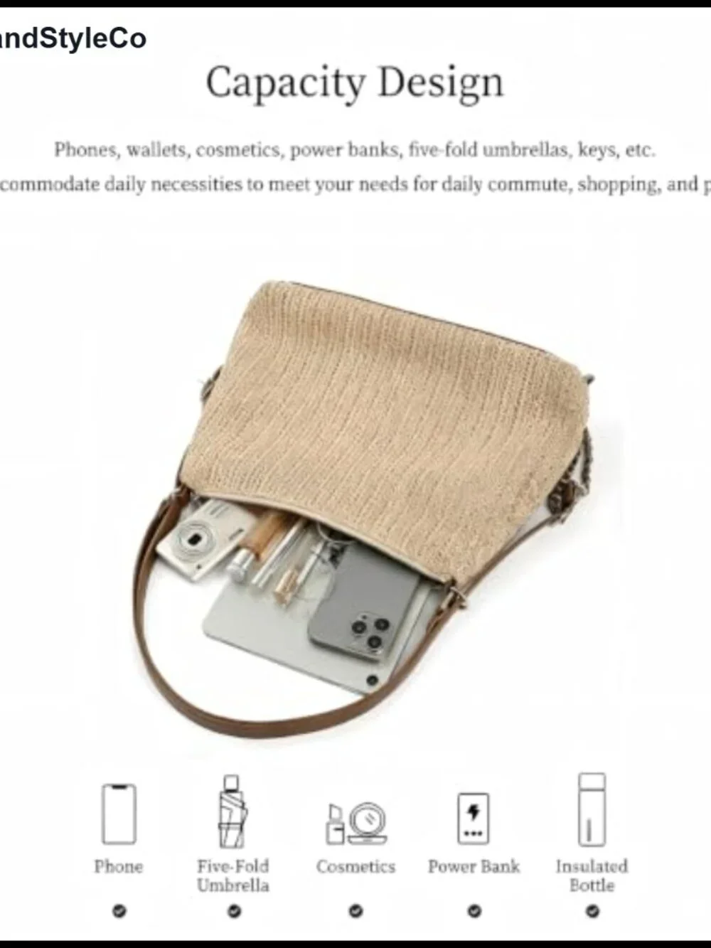 Woven Hobo Bag for Women Convertible Shoulder Backpack Adjustable Strap